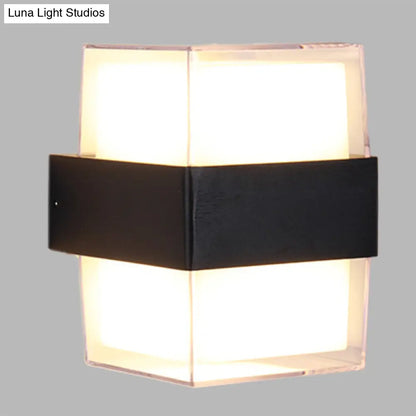 DecorBites™ DecorBites™ Modern White and Black Cuboid Box LED Acrylic Wall Sconce Light for Bedside in Warm/White