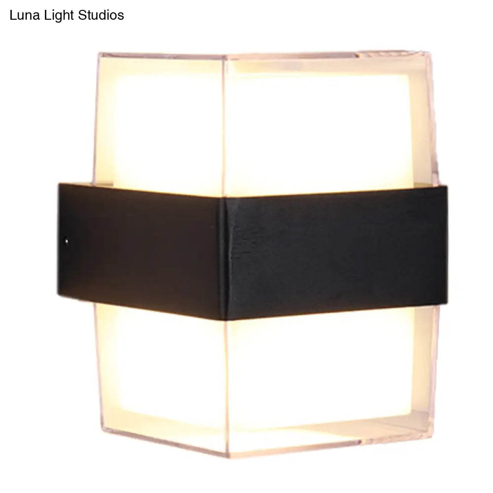 DecorBites™ DecorBites™ Modern White and Black Cuboid Box LED Acrylic Wall Sconce Light for Bedside in Warm/White