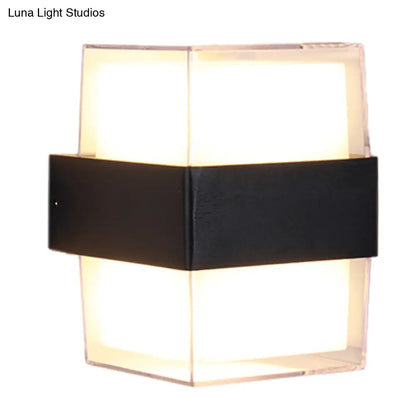 DecorBites™ DecorBites™ Modern White and Black Cuboid Box LED Acrylic Wall Sconce Light for Bedside in Warm/White
