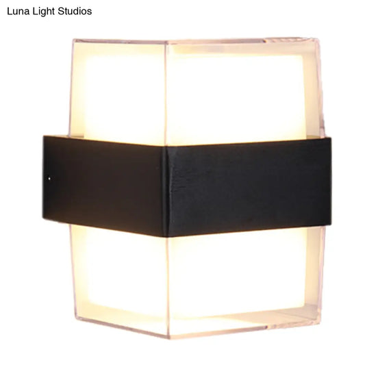 DecorBites™ DecorBites™ Modern White and Black Cuboid Box LED Acrylic Wall Sconce Light for Bedside in Warm/White