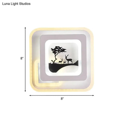 Modern white and black deer wall lamp with led light type featuring illuminated deer silhouette for living room use