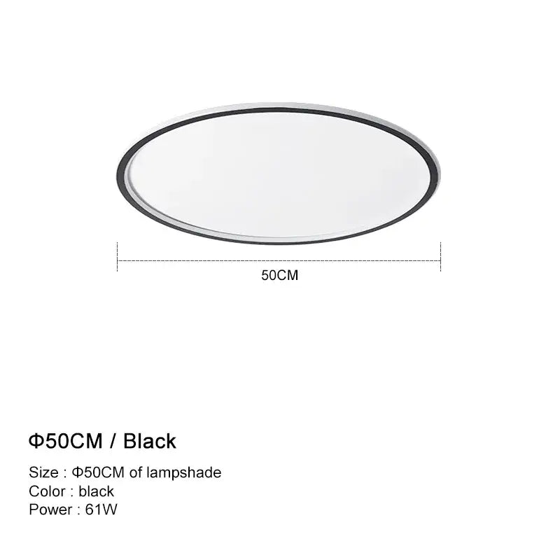 Black oval-shaped decorbites dimmable led ceiling light with sleek modern design 50cm diameter for living room decor