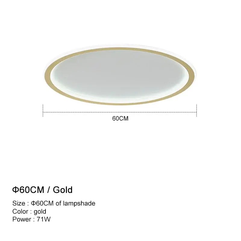 Gold-colored oval decorbites dimmable led ceiling light fixture with modern design 60cm diameter for living room decor