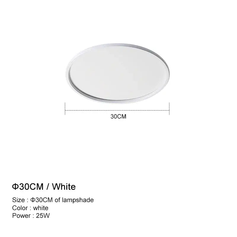 Modern white and black decorbites dimmable led ceiling light with white glossy circular lampshade 30 cm diameter