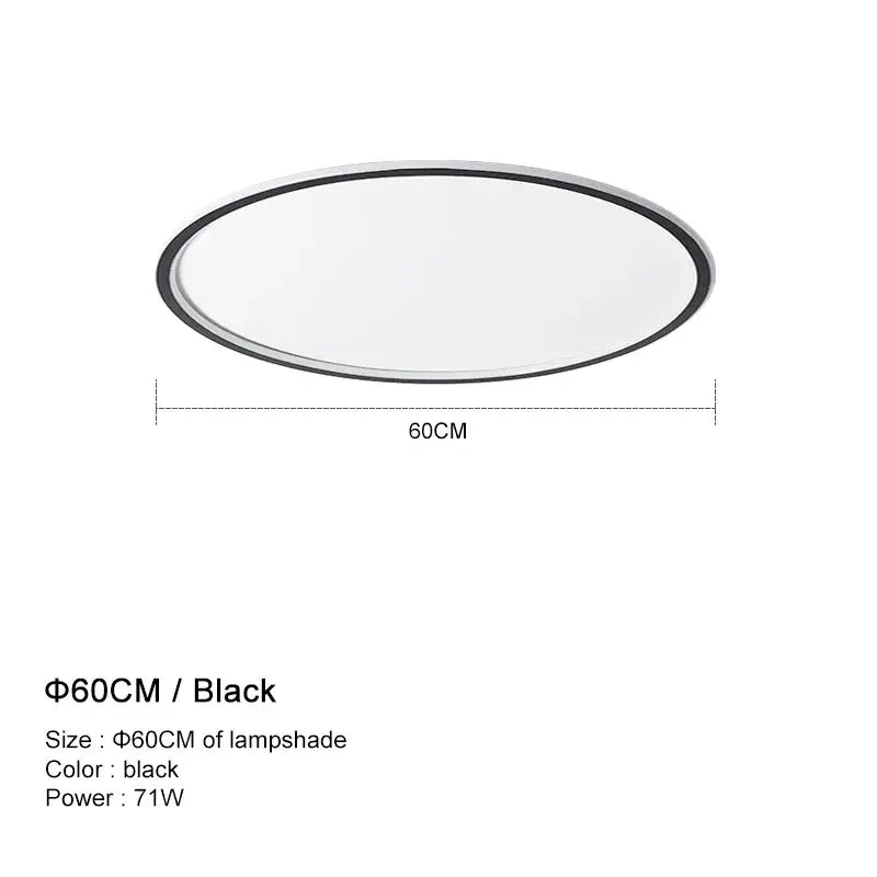 Modern white and black decorbites dimmable led ceiling light with oval black shade 60cm diameter for living room decor