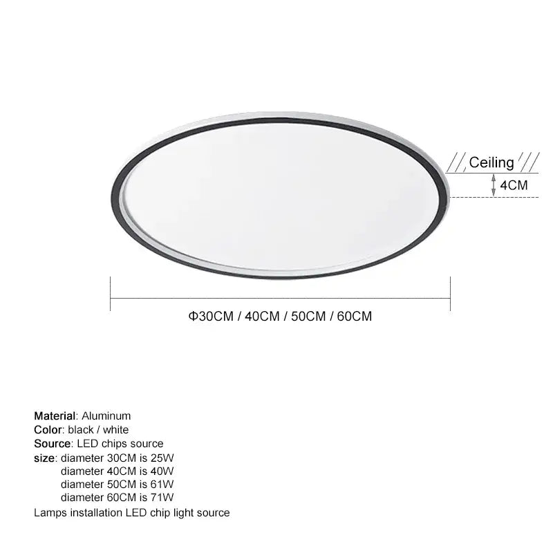 Modern white and black dimmable led ceiling light with sleek aluminum frame by decorbites for living room decor