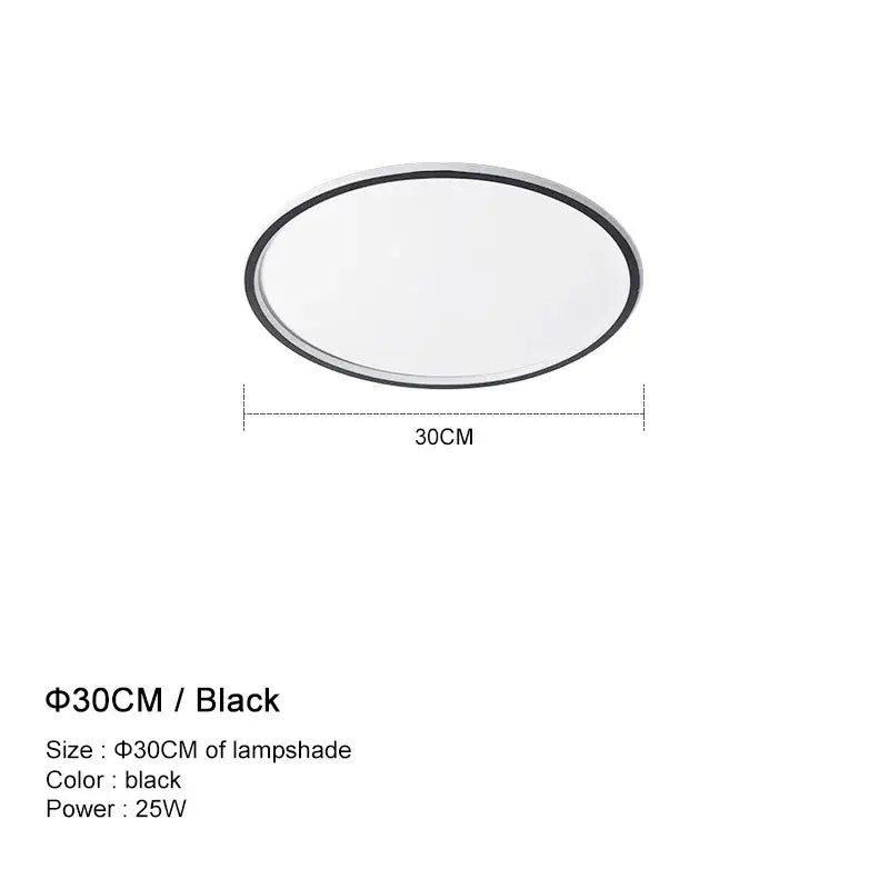 Black circular lampshade with sleek minimalist design for decorbites dimmable led ceiling light 30cm diameter