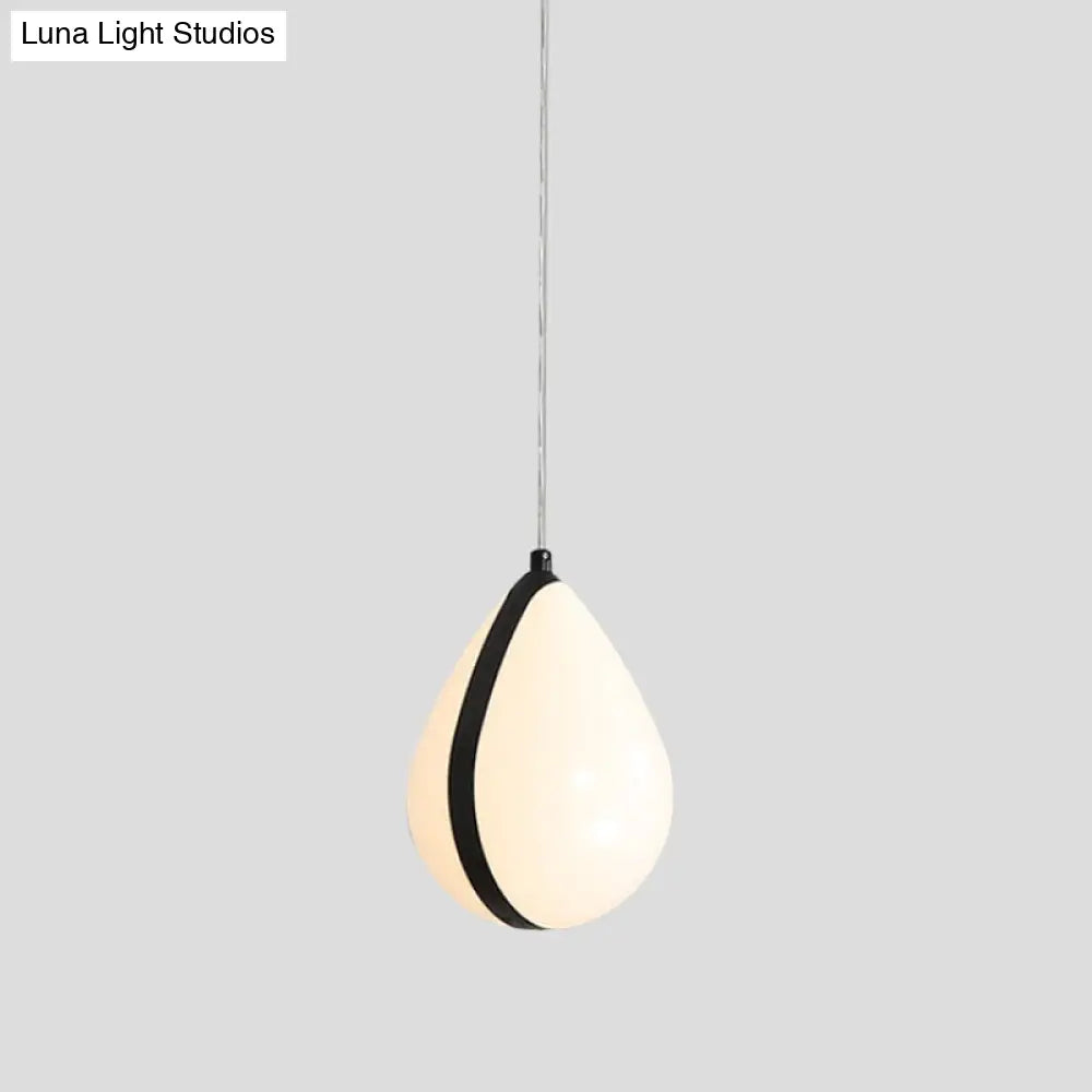 Modern White and Black Waterdrop Hanging Light - 1 Light Acrylic LED Pendant Lamp in White/Warm Light