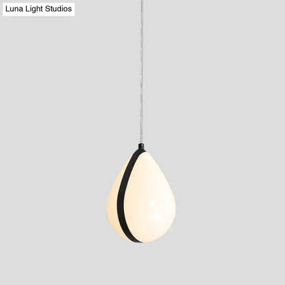 Modern White and Black Waterdrop Hanging Light - 1 Light Acrylic LED Pendant Lamp in White/Warm Light