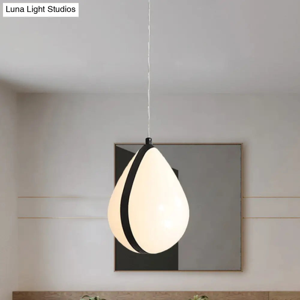 Modern White and Black Waterdrop Hanging Light - 1 Light Acrylic LED Pendant Lamp in White/Warm Light