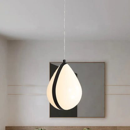 Modern White and Black Waterdrop Hanging Light - 1 Light Acrylic LED Pendant Lamp in White/Warm Light