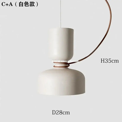 Modern white and copper ceramic pendant light with curved brown leather cord for dining room decorbites designer iron chandelier