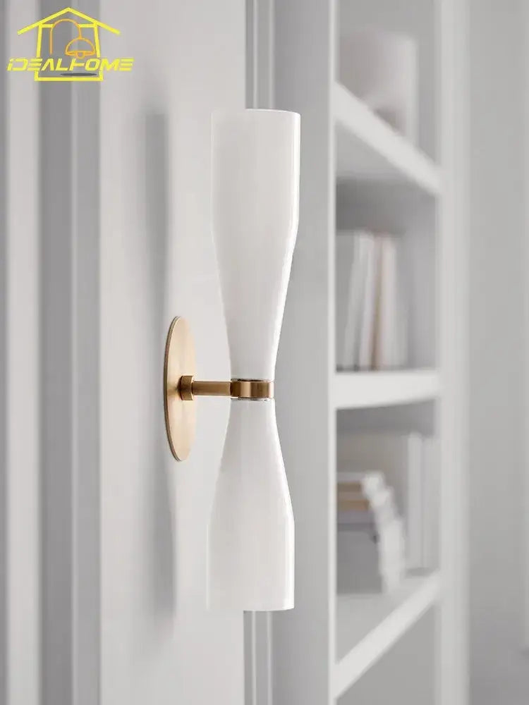Modern white and copper wall lamp with frosted glass sconce and gold toned etcetera copper wall bracket for bedroom decorbites