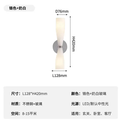 Modern wall lamp with twisted milk white glass shade and chrome finish for bedroom decorbites etcetera copper wall use