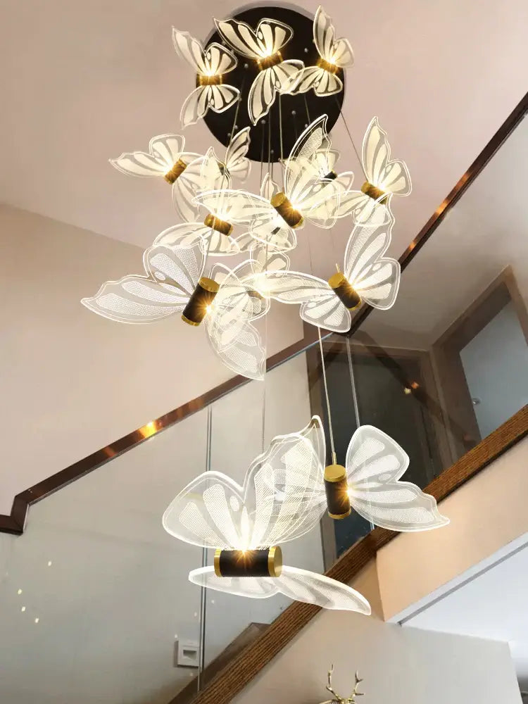 Modern white and gold butterfly chandelier bedroom pendant light with translucent butterfly-shaped lights by decorbites butterfly chandelier