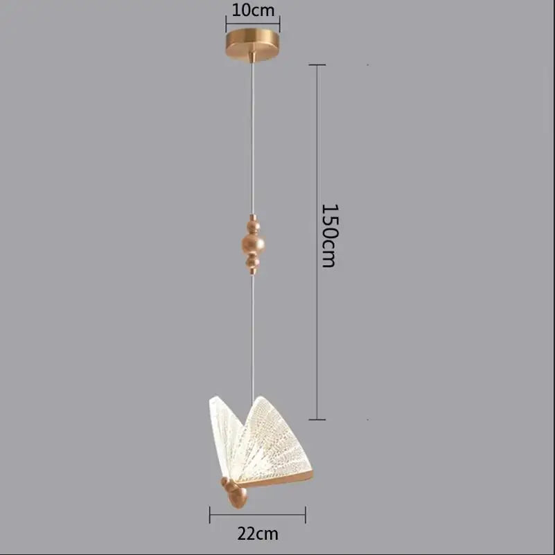 Modern white and gold butterfly pendant lights featuring delicate gold-toned metal and translucent wings for bedroom decor