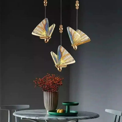 Modern white and gold decorbites butterfly pendant lights with iridescent wings for bedroom pendant lights decor