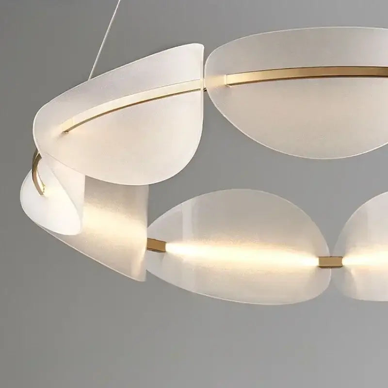 Modern white and gold circular led pendant light with frosted glass and metal accents for living room decorbites circular led