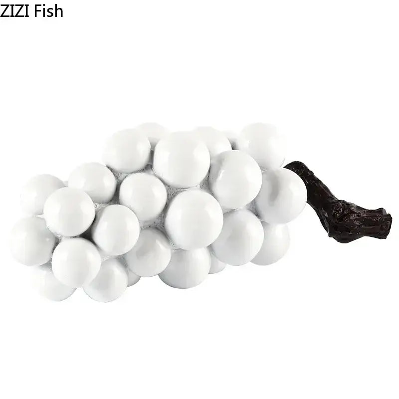 Modern white and gold grape skewer desk ornament featuring a white ceramic grape cluster with a dark brown stem decorbites grape skewer