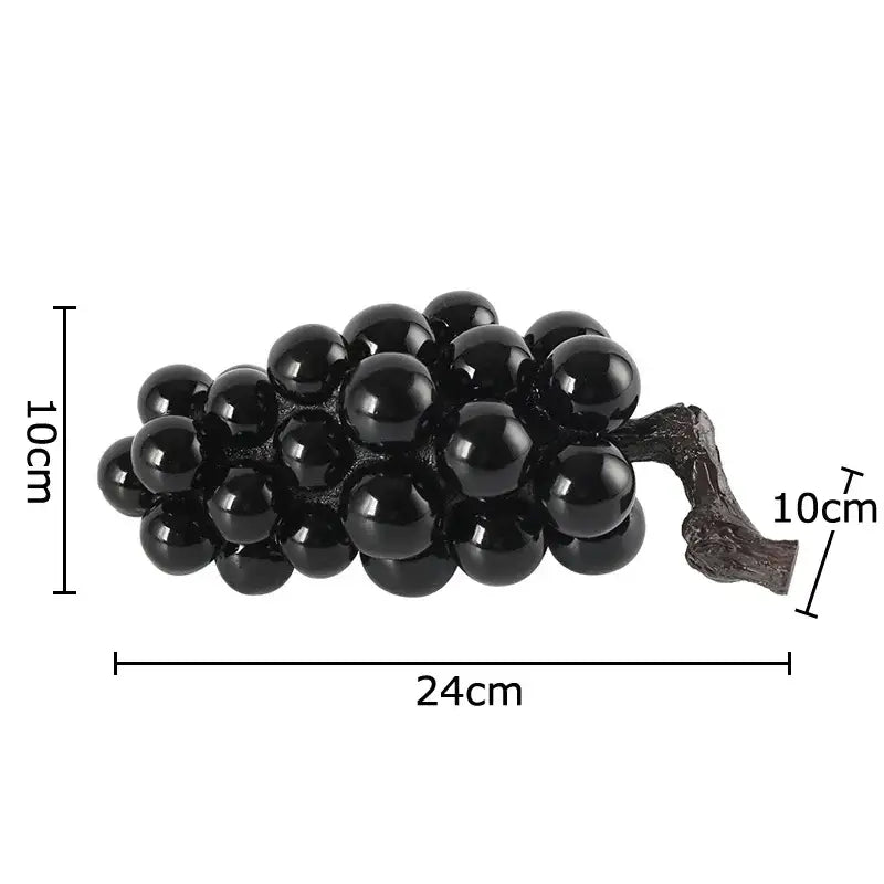 Modern white and gold grape skewer desk ornament featuring a black glossy grape cluster with textured stem decorbites grape skewer