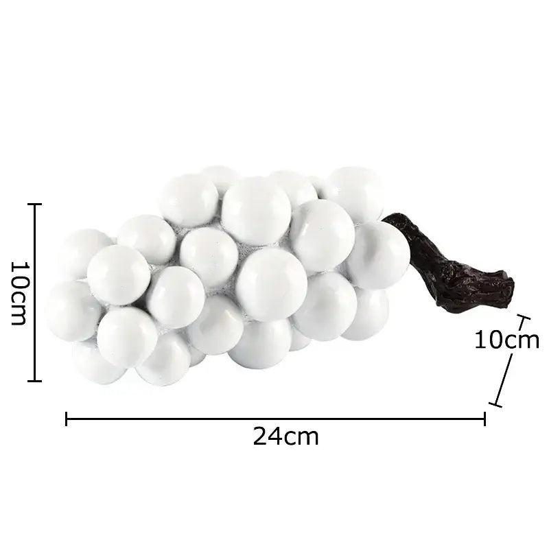 Modern white and gold ceramic grape skewer desk ornament with dark brown stem measuring 24cm by 10cm decorbites grape skewer