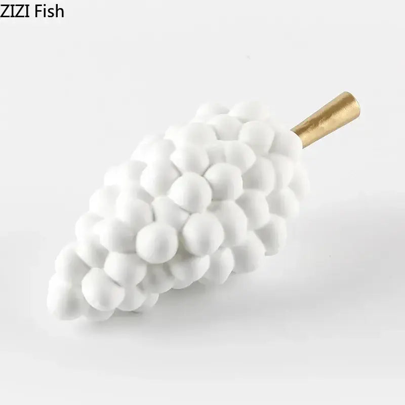 Modern white ceramic and gold toned grape skewer desk ornament ideal for dining room decorbites grape skewer decor