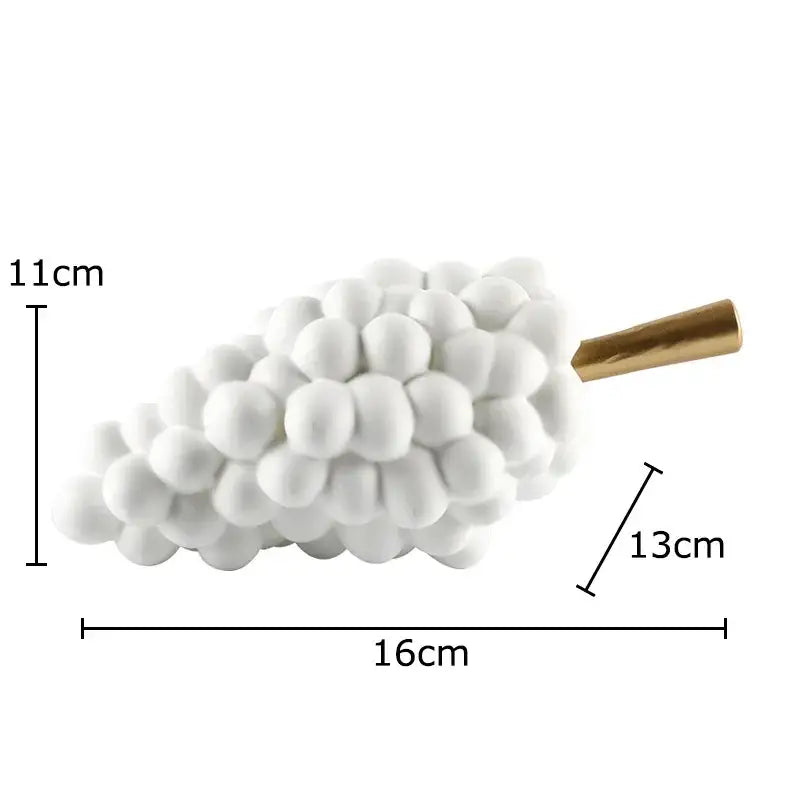 Modern white ceramic and gold toned stem decorbites grape skewer desk ornament for dining room decor