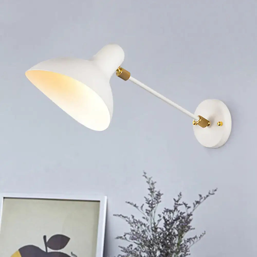 Modern white and gold wall mounted lamp with sleek adjustable arm for living room led incandescent fluorescent use