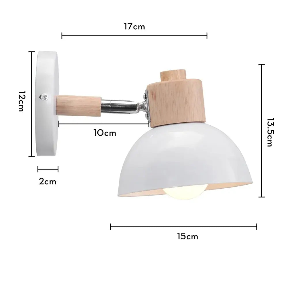 Modern white wall lamp with iron wood led wooden arm and base featuring a matte finish for bedroom decorbites iron wood
