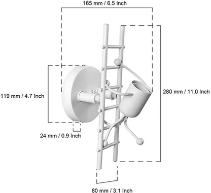 White metal ladder-style wall lamp with iron wood led bucket-shaped light fixture for modern bedroom decorbites iron wood
