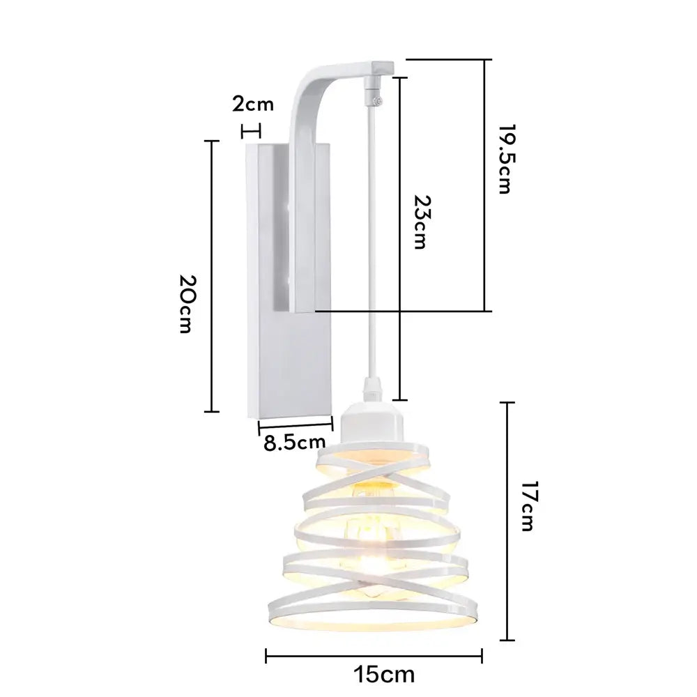 Modern white wall lamp with iron wood led base and spiral frosted glass shades for bedroom decorbites iron wood sconce