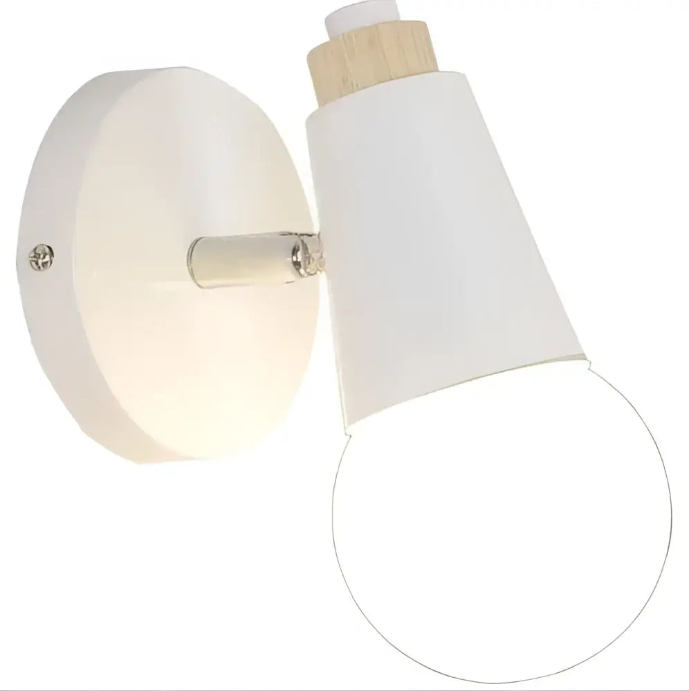 Modern white wall lamp with conical shade and decorbites iron wood led accent for bedroom sconce lighting
