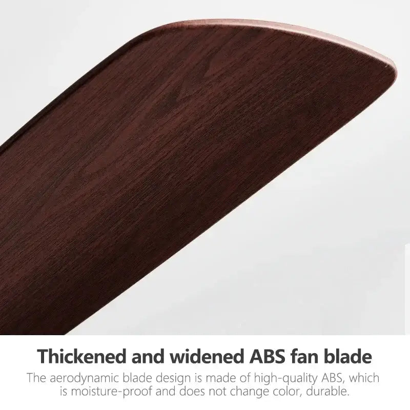 Dark brown thickened abs fan blade with wood grain finish in modern ceiling fan for bedroom with led lamp