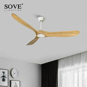 Sove lighting ceiling fan with three light wood blades and white hub modern white and light wood dc ceiling fan with remote control