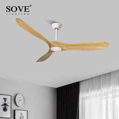 Sove lighting ceiling fan with three light wood blades and white hub modern white and light wood dc ceiling fan with remote control