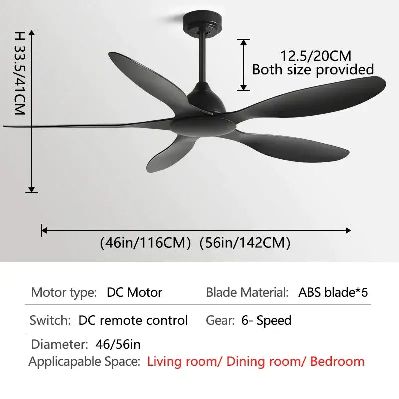 Modern white and wood 56-inch ceiling fan with black matte abs blades and sleek design for office use