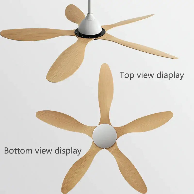 Modern white and wood 56-inch ceiling fan with five light wood blades and a white central hub for office use