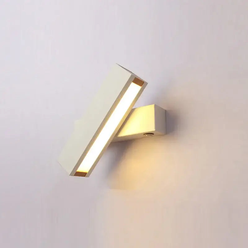 Modern off-white rectangular wall lamp with decorbites adjustable wooden led design and warm bedroom lighting