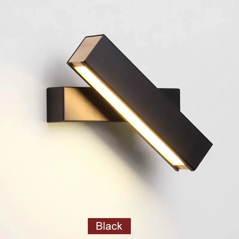 Black modern wall lamp with sleek rectangular design and warm led lighting for decorbites adjustable wooden led use