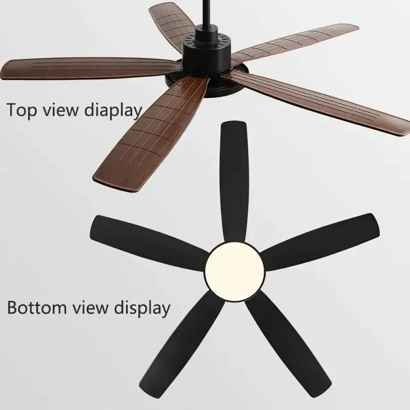 Modern white and wood ceiling fan with wood-grain and black blades for decorbites living bedroom ceiling use