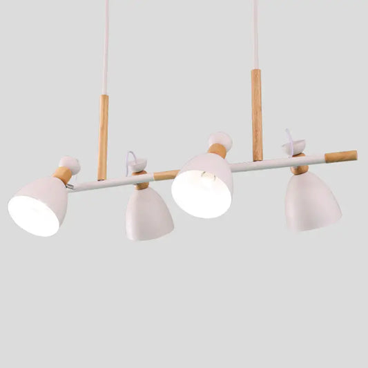 DecorBites Nordic 4-light metal island ceiling light with white and wooden accents for dining room adjustable led use