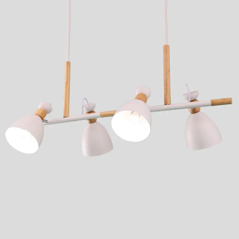 DecorBites Nordic 4-light metal island ceiling light with white and wooden accents for dining room adjustable led use