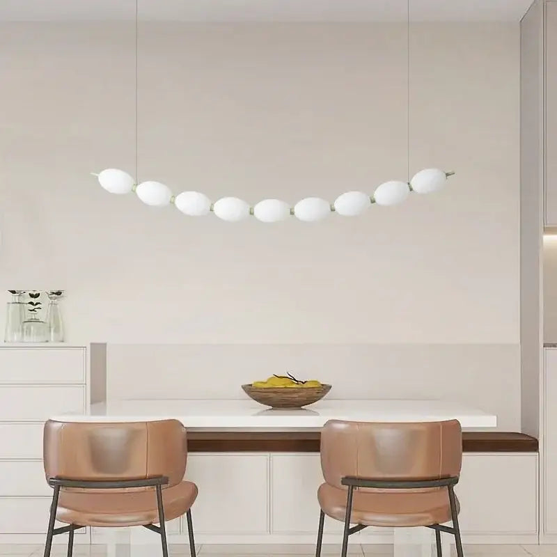Modern white bead nordic chandelier spherical pendant light fixture with sleek minimalist design for dining room use