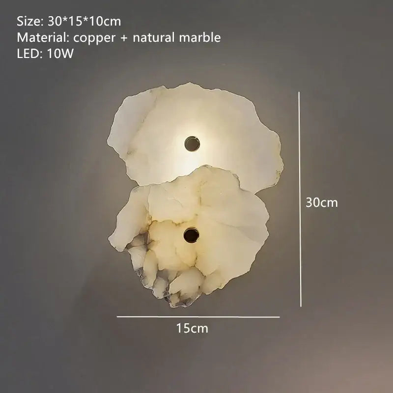 Modern white and beige stone brass wall lamp with layered marble shades and warm 10w led glow for bedroom decorbites brass wall lamp
