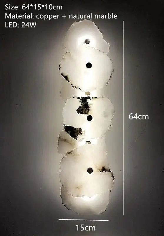 Modern white and beige stone brass wall lamp with stacked marble discs and black copper accents for bedroom decorbites brass wall lamp