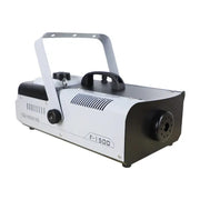 Modern white and black 1500w smoke machine with handle control knobs and ventilation slits for party room use