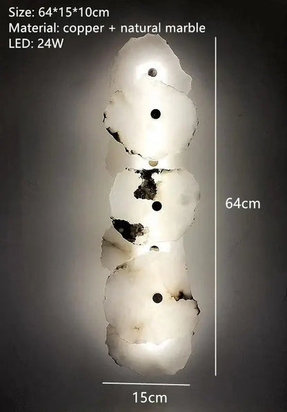 Modern white and black alabaster wall lamp with decorbites brass marble accents and embedded led lighting for luxury decorbites brass sconce