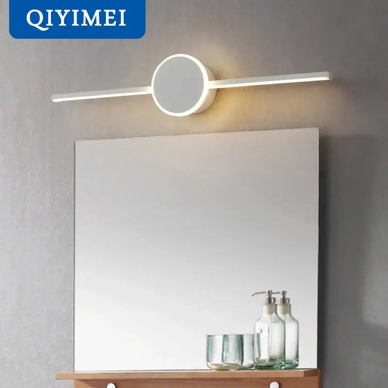 Modern white and black circular led wall lamps bathroom mirror light with sleek design and integrated illumination