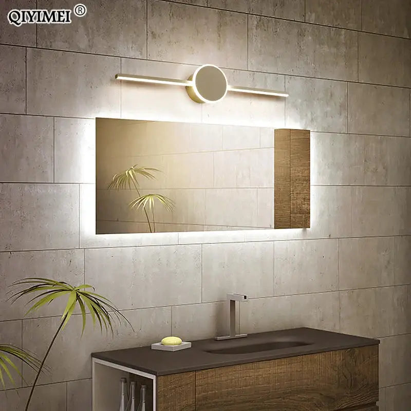 Modern white and black circular led wall lamps bathroom mirror light with integrated led wall lamps and minimalist overhead fixture