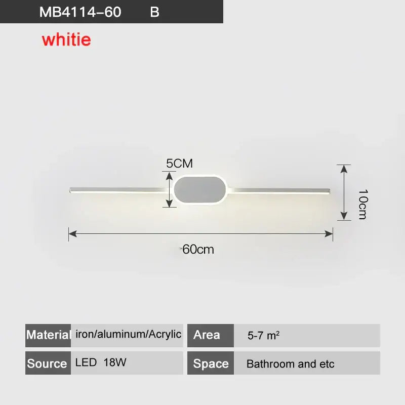 Modern white and black circular led wall lamps with sleek silver iron and acrylic minimalist design for bathroom mirrors